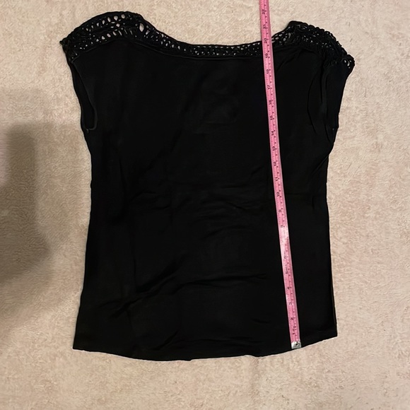 Black Lace-Trim Boat-Neck Top - Picture 3 of 3